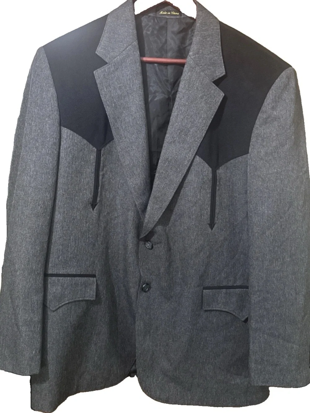 Circle S Blazer Western Sport Coat Black Grey Men Size 46R